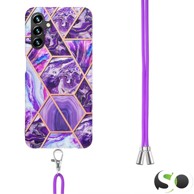 Silikonska maskica sa vezicom za Samsung A34 5G Marble Ljubičasta