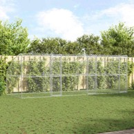Kućica za pse s pohranom, 3 kom, srebrna, 6 × 2 × 2 m, čelik