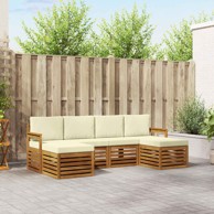 Set sofa 6 kom, akacija, prirodna/krema