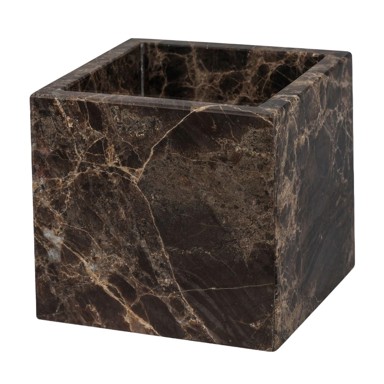 METTE DITMER DENMARK Tamno smeđi mramoran kupaonski organizator za pamučne vatice Marble