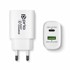 PRIO Zidni punjač, Fast Charge, 20W, PD (USB C) + QC3.0 (USB A), bijeli