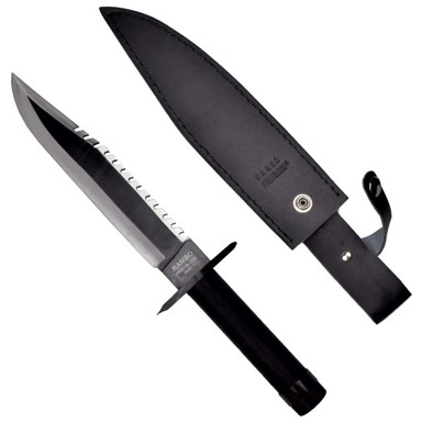 CINEMA CLASSIC Nož Rambo I Large CC-H1 360 mm Crni S kožnom futrolom