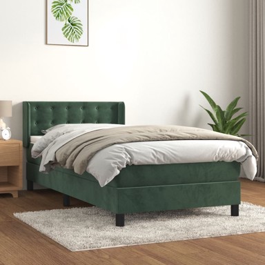 Box spring krevet s madracem tamnozeleni 80 x 200 cm baršunasti