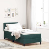 Box spring krevet s madracem i LED, 80x200 cm, tamno zelena