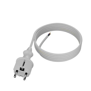 Kabel za napajanje s ravnim utikačem 3 m 3 x 1 mm² 16 A IP44, bijeli