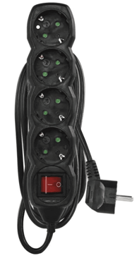 EMOS Produžni kabel PC1425R 4 utičnice 5 m s prekidačem PVC 1,5 mm2 crni