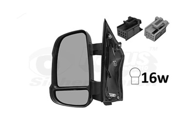 VAN WEZEL Retrovizor Fiat Ducato 06-14, lijevi, električni, grijani, sklopiv, senzor temp., žmigavac, W16W, 12 pinova, 14-, Jumper/Boxer