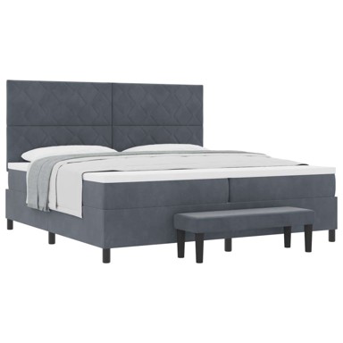 Box Spring krevet s madracem, tamnosivi, 200x200 cm, baršun
