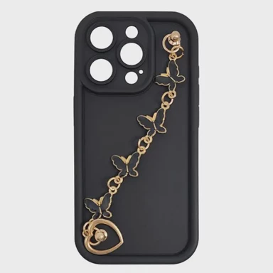 MAXMOBILE Maskica za iPhone 15 Pro, Silicone Candy, s ručkom, leptiri