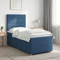 Boxspring krevet s madracem 90 x 190 cm tkanina, plavi