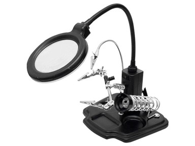 BLOW Držač “treća ruka” s lupom, lampom i setom, crna