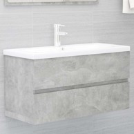 Ormarić s ugrađenim umivaonikom 90 x 38.5 x 45 cm, konstruirano drvo, bez slavine i odvoda, beton siva