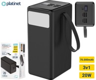 PLATINET Powerbank, 70. 000 mAh, 4x USB-A, 2x USB-C, LED svjetlo