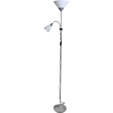 BLITZ Podna lampa Robin, srebrna, E27 60W + E14 25W