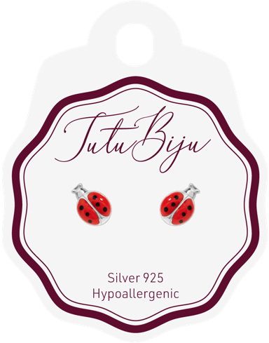 TUTU BIJU Naušnice Ladybug 8.0 mm, silver, TLB80S