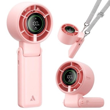 AECOOLY Ručni ventilator Halo 02, svijetlorozi