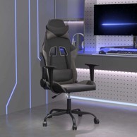 Gaming stolica, crno-siva, umjetna koža, bez naslona za noge
