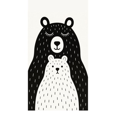VITAUS Crno-bijeli periv dječji tepih 160x230 cm Bear Family v2