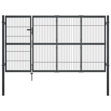 Dvorišna vrtna vrata sa stupovima čelična, 350 x 140 cm, antracit