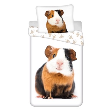 JERRY FABRICS Pamučna dječja posteljina za krevet za jednu osobu 140x200 cm Guinea Pig bijela