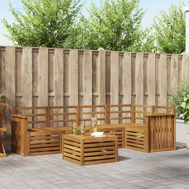 Set sofa 6 kom, prirodna, čvrsto drvo akacije