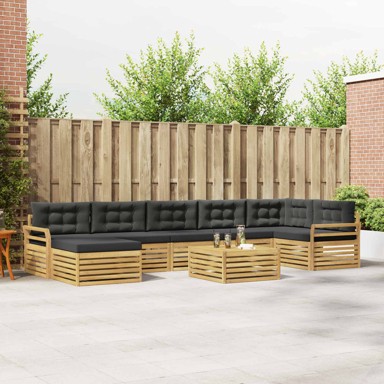 Set vanjskih sofa s jastukom, 8 kom, bijela i antracit