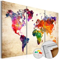Slika na plutenoj podlozi Corkboard Map in Watercolor 60x40