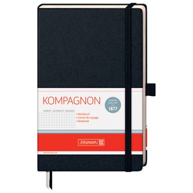 BRUNNEN Notes 10-55228 05, KOMPAGNON, s gumicom, karo, A5, 96 listova, 80 g/m², šamoa, crna