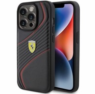 FERRARI Futrola Twist Metal Logo, za iPhone 15 Pro, crna