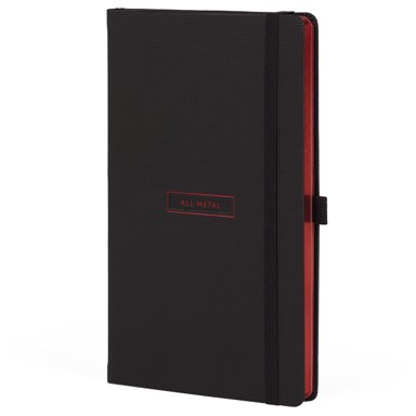CASTELLI Notes 13 × 21 cm, crte, 96 listova, s gumicom, All Metal Red, crno/crveni