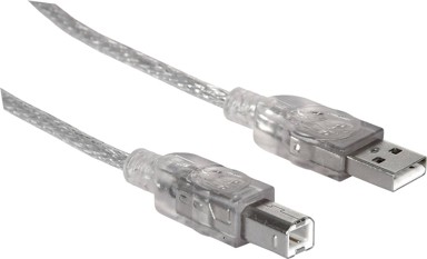 MANHATTAN USB kabel 340458, USB 2.0, USB-A na USB-B, 3 m, srebrni