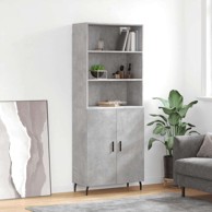 Visoka komoda siva betona 69 5x34x180 cm od konstruiranog drva