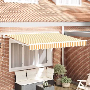 Tenda 250x200 cm, poliester i metal, žuta i bijela, bijeli okvir, ručna