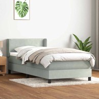 Box Spring krevet s madracem svijetlo sivi 80x220 cm samt