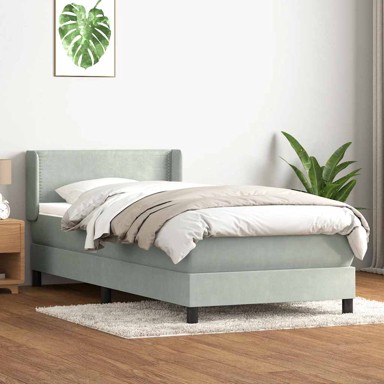 Box Spring krevet s madracem svijetlo sivi 80x220 cm samt