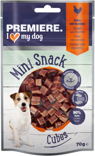 PREMIERE Poslastica za pse Mini Snack Cubes, piletina s povrćem, 70 g