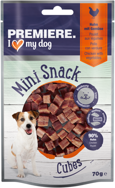 PREMIERE Poslastica za pse Mini Snack Cubes, piletina s povrćem, 70 g