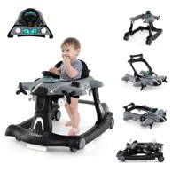 NORTHIX Hodalica za bebe 6 u 1 s pladnjem, 360° kotači, siva