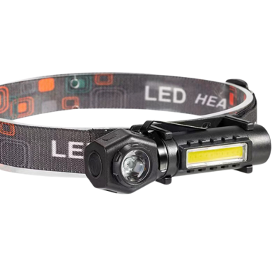 LED Čelna lampa, KP41565, COB/XPE, magnet, USB-C punjenje, crna