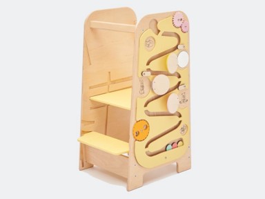 BUSY KIDS Rastući Montessori toranj za učenje 5u1 Play,75 cm, žuti