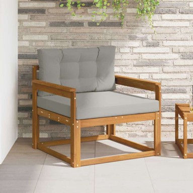 Sofa srednja za vanjsku upotrebu, čvrsto drvo akacije, otvoreni okvir, svijetlo siva