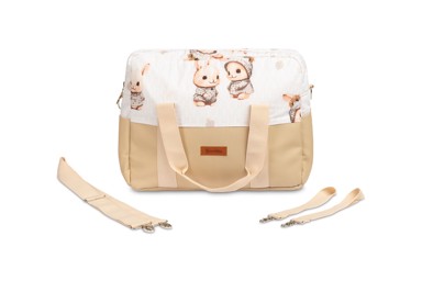 Torba za kolica od eko-kože bež boje s uzorkom zečića