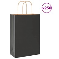 Papirnate vrećice s ručkama, crne, 21 x 11 x 31 cm, 250 kom