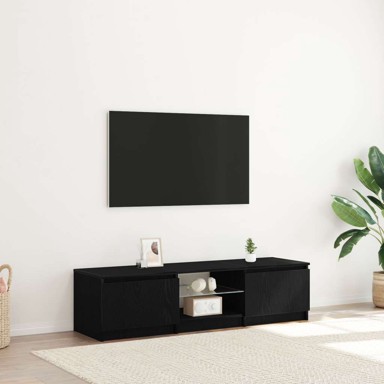 TV ormarić s LED svjetlima, crni hrast, 140 x 40 x 35.5 cm, konstruirano drvo