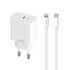 MAXLIFE Mrežni punjač MXT-06-20C, USB-C PD/QC, 20 W, USB-C na Lightning kabel, bijeli