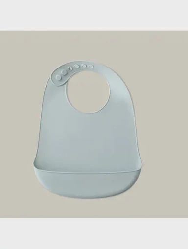 INTERBABY Silikonski podbradak za bebe Blue Grey, plava