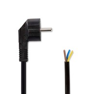 NEDIS Kabel za napajanje muški priključak za napajanje otvoreni kutni ravni poniklani 1,80 m okrugli Neopren crni etiketiranje