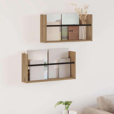 Polica za časopise, zidne 2 pcs 60 x 12 x 30 cm, umjetnički hrast