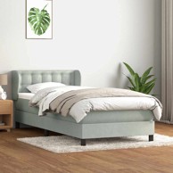 Box Spring krevet s madracem svijetlo sivi 90x220 cm baršun