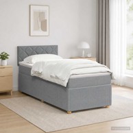 Boxspring krevet s madracem 90 x 200 cm tkanina, svjetlosivi